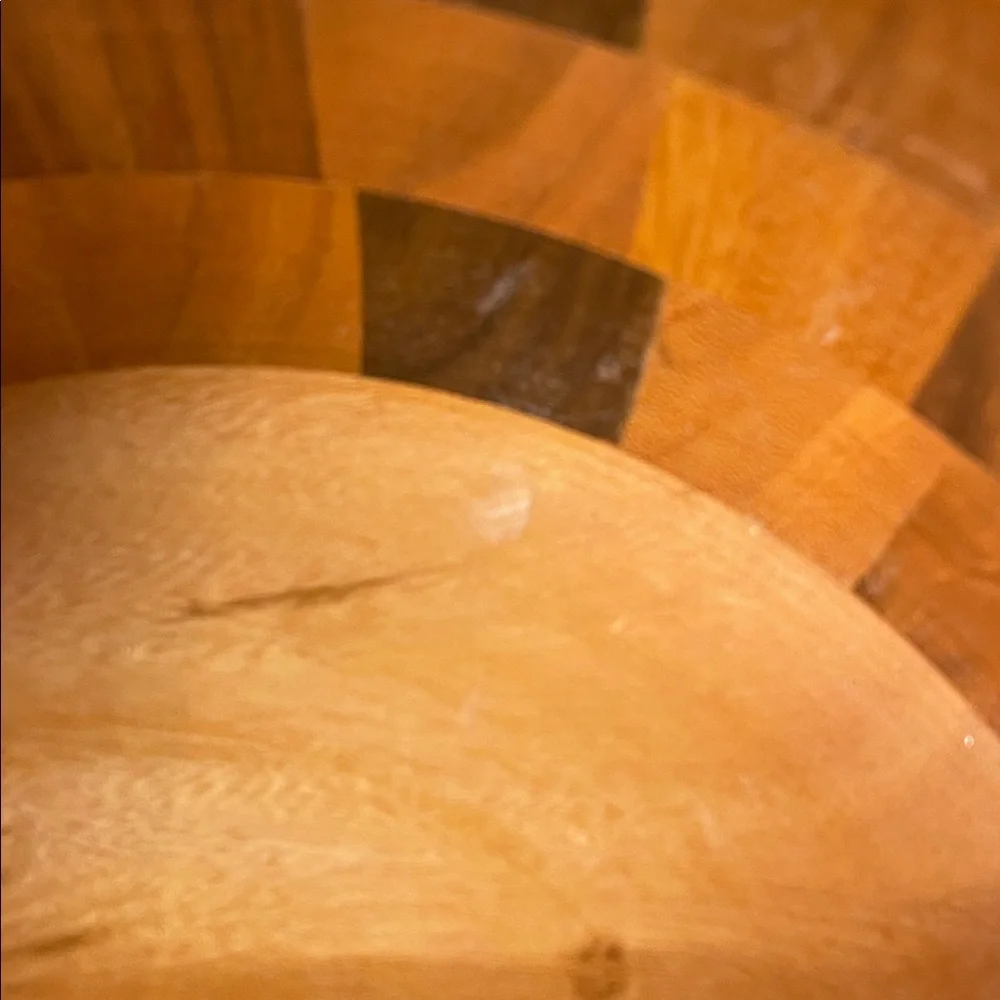 Wooden Checkered Handmade Salad Bowl 5 Piece Set